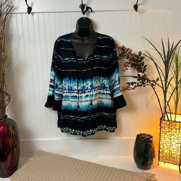 Rafaella Blue Studded Blouse - Picture 3 of 7